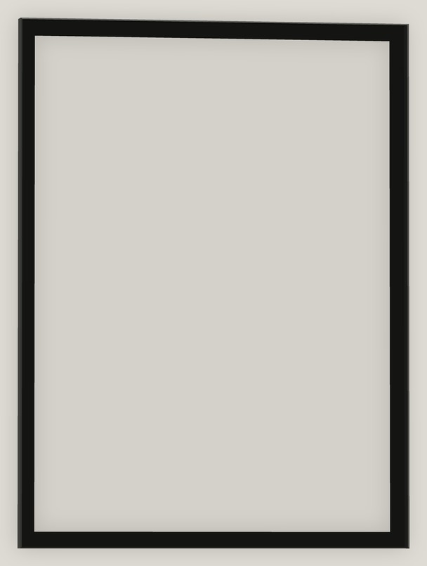 FRAMED F.01, a 36 by 48 inch steel angle frame, frame only, shown to scale against the rest of the series.
